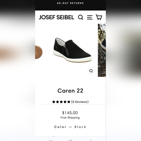 Josef Seibel European comfort shoe size 38 black side zip slip on - Picture 9 of 9